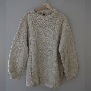 Hand Knit Wool Cable Knit Oversized Sweater